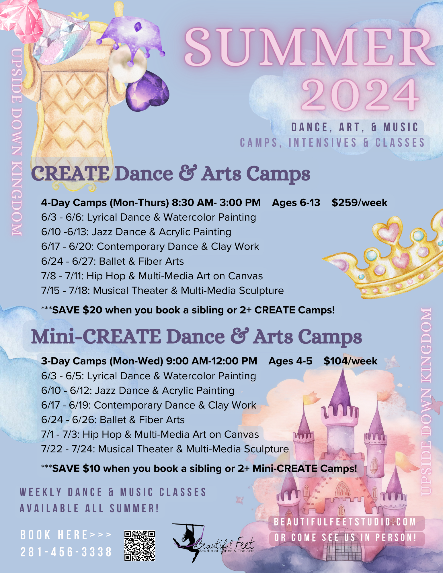 4-Day CREATE Camp – Lyrical Dance & Watercolor Painting (Ages 6-13)